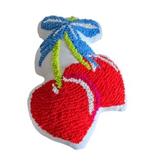 Teen Home Zadora Cherry Pillow Red Decorative Novelty Accent Embroidered Fruit